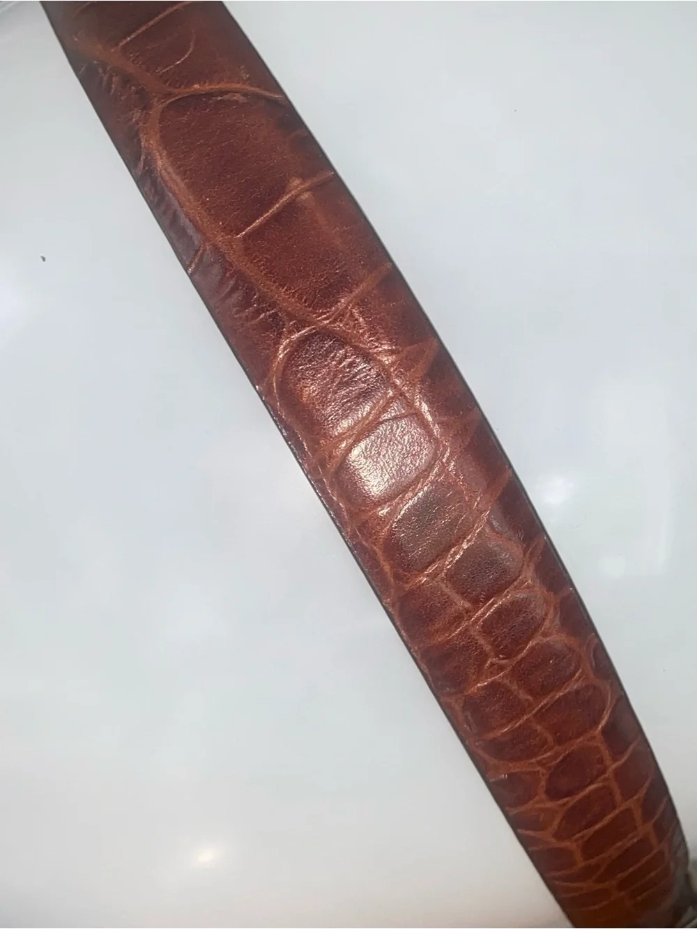 Crocodile Embossed Leather Belt Polished Silver Accents 34 Women’s Western Belt